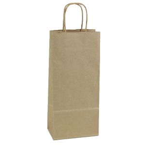 Recycled Natural Kraft Paper Shopping Bags, 5"L x 3"W x 13"H