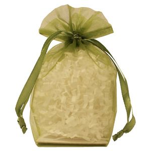 Gusseted Organza Bags, Olive, 4" x 6"
