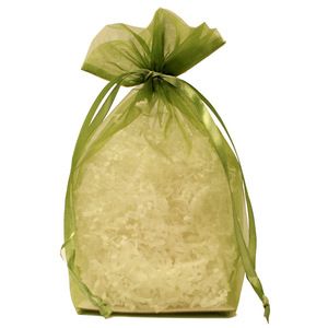 Gusseted Organza Bags, Olive, 8" x 10"