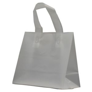 Clear Frosted Shoppers with Loop Handles, 8" x 4" x 7" x 4"