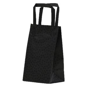 Black Mosaic, Pattern Frosted Shoppers with Handles, 5" x 3" x 8" x 3"