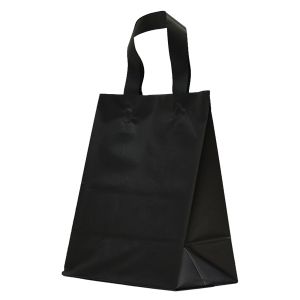 Black Frosted Shoppers with Loop Handles, 8" x 5" x 10" x 5"