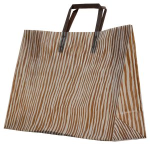 Brown Bamboo, Pattern Frosted Shoppers with Handles, 16" x 6" x 12" x 6"
