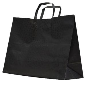 Black Mosaic, Pattern Frosted Shoppers with Handles, 16" x 6" x 12" x 6"