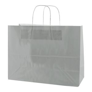 Silver, Large Gloss Paper Shoppers
