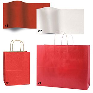 Shadow Stripe Red Bags, Red & White Tissue Paper