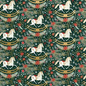 Rocking Horse Noel, Christmas Patterns Gift Wrap