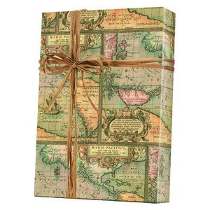 Masculine Gift Wrap, World Map Kraft