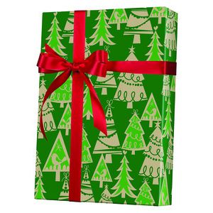 Holiday Forest /Kraft, Christmas Ornament Gift Wrap