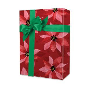 Pearlized Poinsettias, Christmas Patterns Gift Wrap