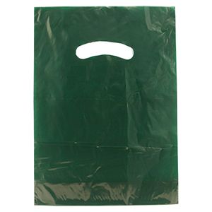 Dark Green, Gloss Christmas Plastic Merchandise Bags, 9" x 12"