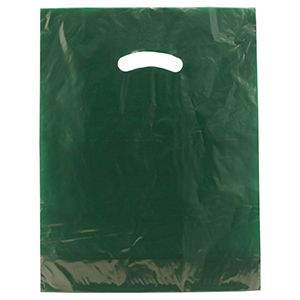 Dark Green, Gloss Christmas Plastic Merchandise Bags, 12" x 15"
