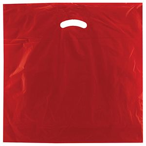 Red, Gloss Christmas Plastic Merchandise Bags, 18" x 18" + 4"