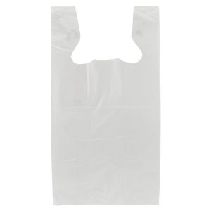 White, Heavy duty Reusable T-Shirt Bags, 12" x 7" x 22"