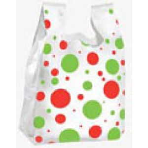 Holiday Dots, Printed Plastic Holiday Bags, 12" x 7" x 22"