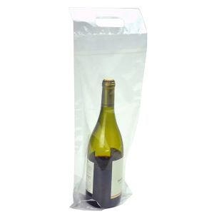 Plastic Wine To-Go Bag, 7" x 19" + 3-1/2"BG + 1-1/4"FB, 2.5 Mil, Clear
