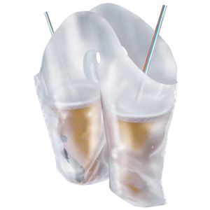 2 Cup Carrier, Clear Divided Poly Bag