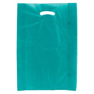 Teal, Plastic Merchandise Bags, 13" x 3" x 21"