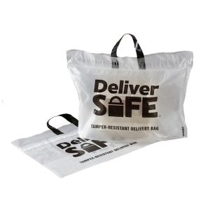 Tamper Resistant Food Delivery Bag, Clear, 21"L x 15"W x 10"H, 1.75 Mil