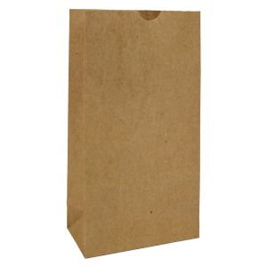 #2 Brown recycled paper grocery bags, 4-1/4" x 2-3/8" x 8-3/16"