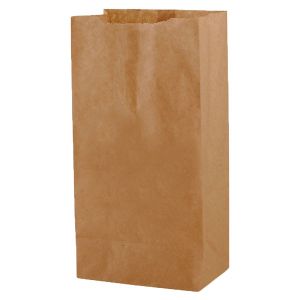 #4 Brown recycled paper grocery bags, 5" x 3-1/8" x 9-5/8"