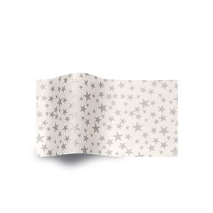 Silver Stars on White, Holiday & Christmas Printed Tissue Paper