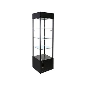 Square Lighted Tower Display Case, 20"L X 20"W x 73"H