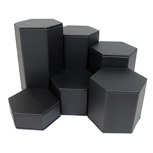 Black Faux Leather, Hexagon Riser Set