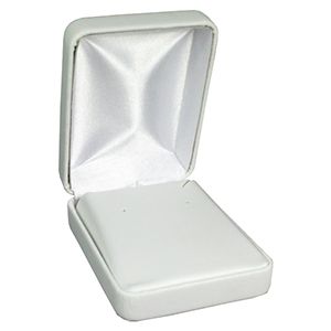 White Faux Leather Hinged Jewelry Boxes, for Pendant/ Earring
