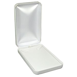 White Faux Leather Hinged Jewelry Boxes, for Necklace