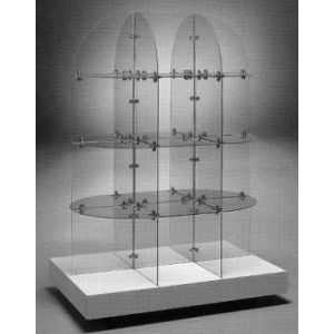 12" Square, Glass Quarter Round Extended Tower Display, Chrome