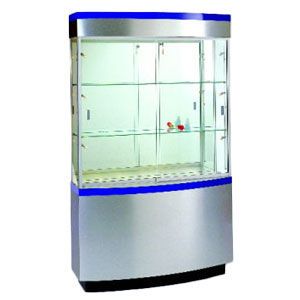 Cherry, Curved Wall 48" Wide Display Case with Storage 