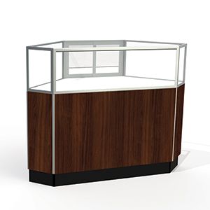 Mirror Doors, Rear Access Corner Display Cases with lights, for Jewelry Showcase