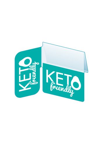 Keto Shelf Talker with Right Angle Flag, 2.5"W x 1.25"H