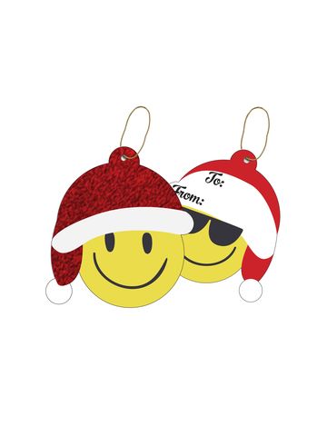 Gift Tags with Strings, Emoji Christmas Collection, 3-1/2" x 3-1/2"