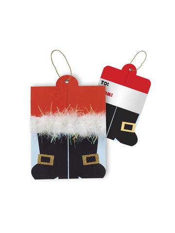 Gift Tags with Strings, Santa's Boots Collection, 3-1/2" x 3-1/2"