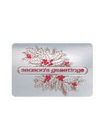 Holiday Gift Enclosure Card, Red Foil on Silver