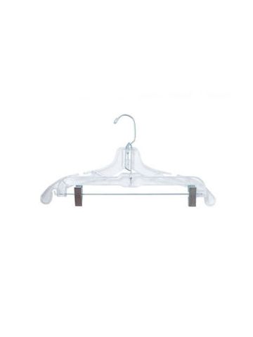 14" Clear, Pant/Skirt Hangers with Metal Swivel Hook