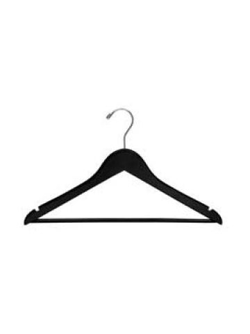 17" Black, Contoured Wood Suit Hangers