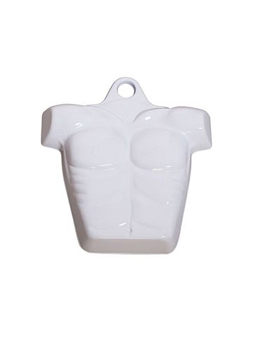 Molded Form Half Male Body, Chest, White