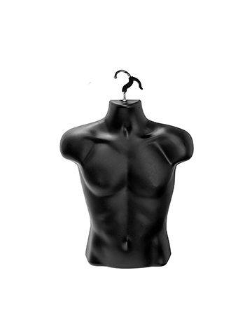 Hanging Molded Form Half Male Body, Chest, Black
