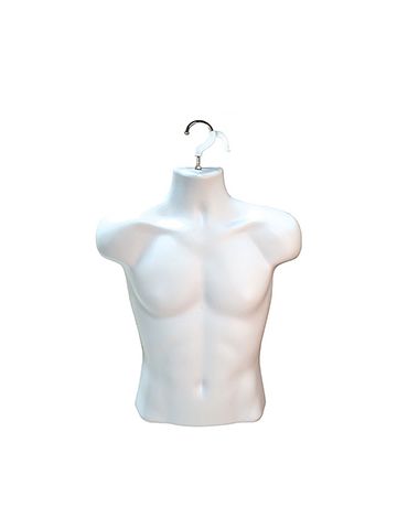 Hanging Molded Form Half Male Body, Chest, White