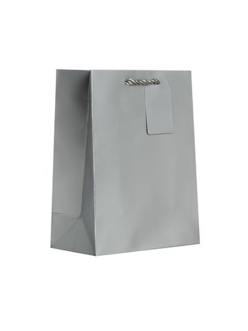 Medium Tote Bag, Silver, 10" x 8" x 4"