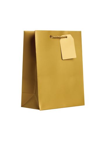 Medium Tote Bag, Gold, 10" x 8" x 4"