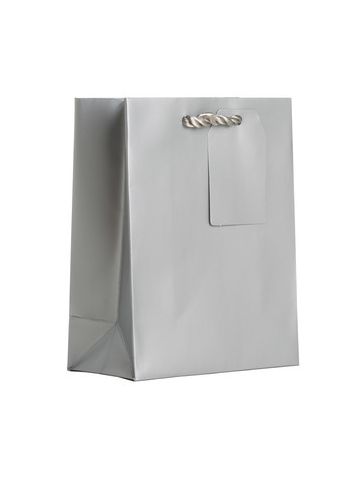 Small Tote Bag, Silver, 7.5" x 6" x 3"