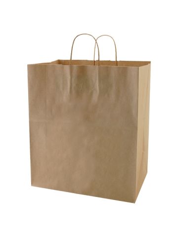 Recycled Natural Kraft Paper Shopping Bags, 14-1/2" x 9-1/2" x 16-1/4" (Super Royal)
