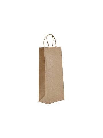 Recycled Natural Kraft Paper Shopping Bags, 5-1/2" x 3-1/2" x 13" (Vino)