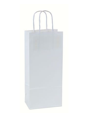 Recycled White Kraft Paper Shopping Bags, 5” x 3” x 13”