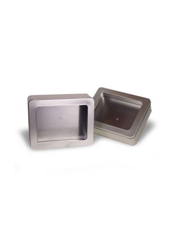 Solid Tins with Clear Window, 10" x 8" x 3"