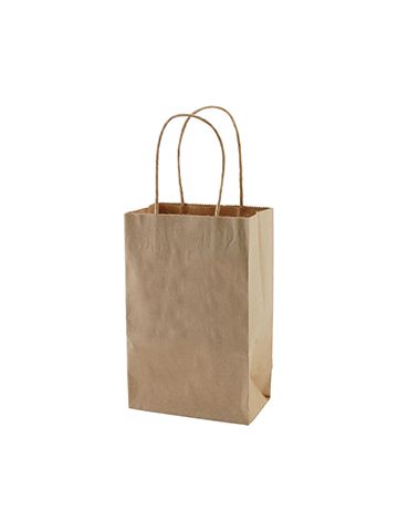 Recycled Natural Kraft Paper Shopping Bags, 5-1/2" x 3-1/4" x 8-3/8" (Gem)